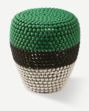 Striped Dot Stool - Dark green