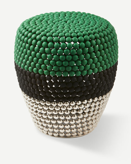 Striped Dot Stool - Dark green