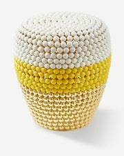 Striped Dot Stool - White