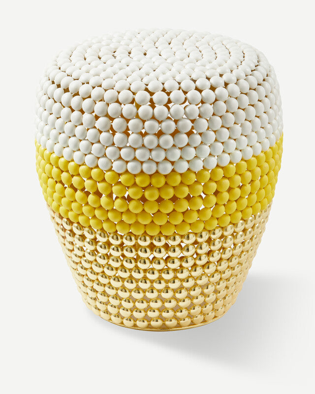 Striped Dot Stool - White