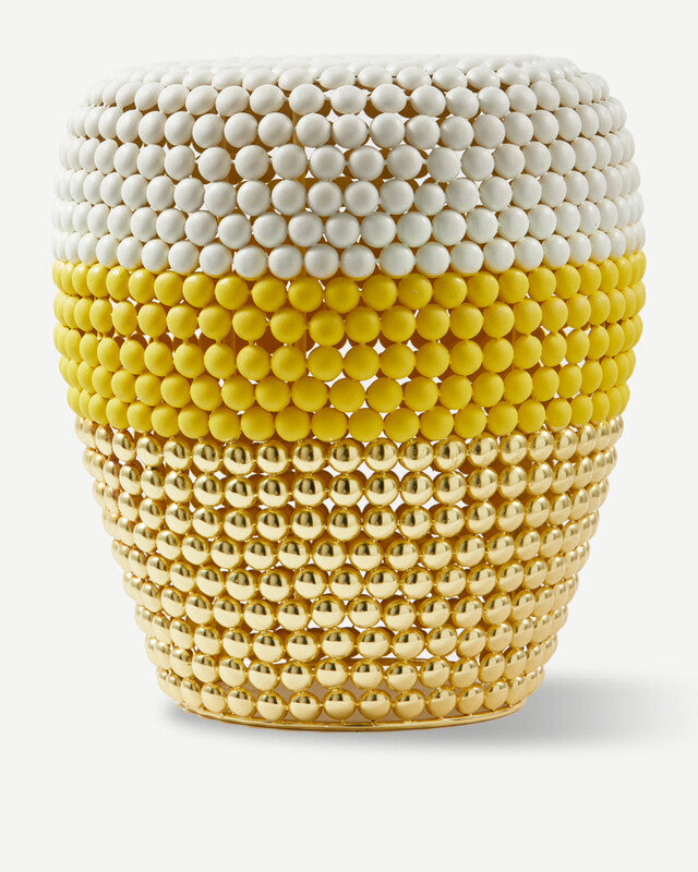 Striped Dot Stool - White