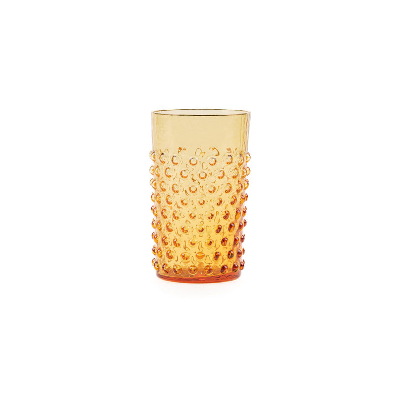 Hobnail Glass Amber + Gold