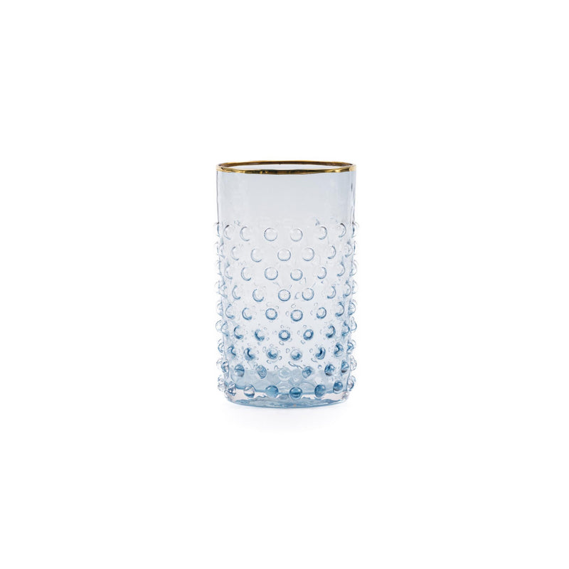Hobnail Glass Blue smoke + Gold