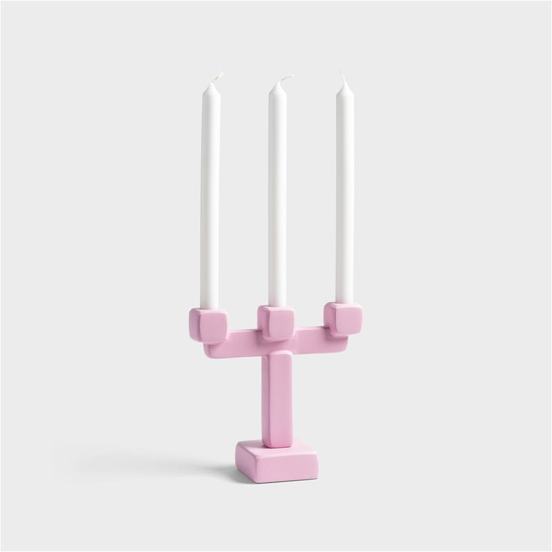 Candle holder chunk large pink