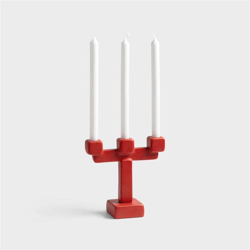 Candle holder chunk large red