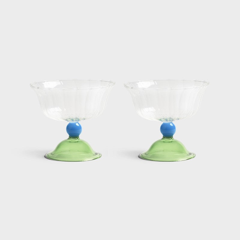 Coupe tulip green set of 2