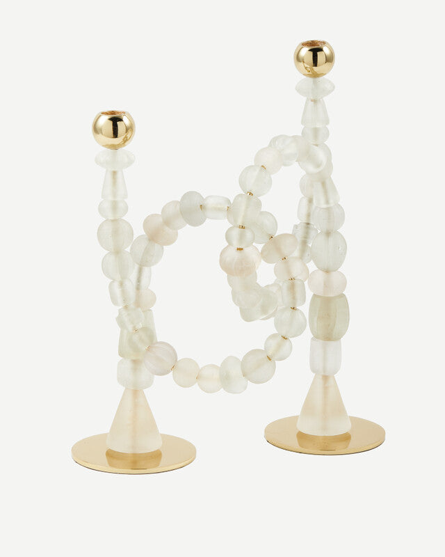 Beads Candle Holder - White