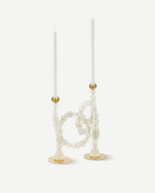 Beads Candle Holder - White