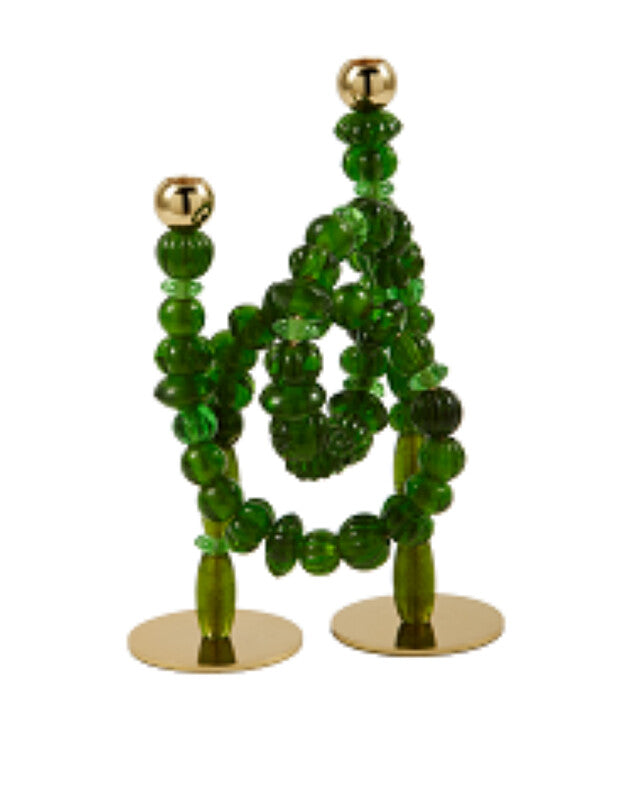 Beads Candle Holder - Dark green