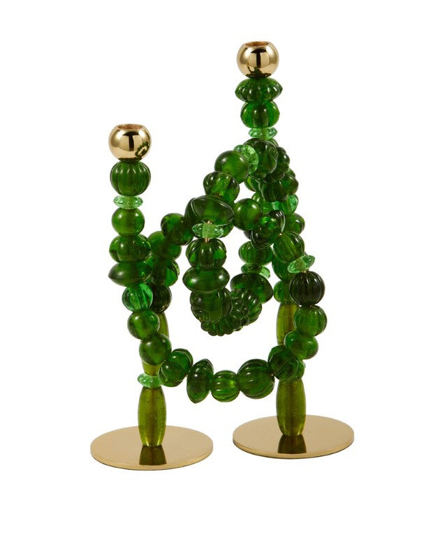 Beads Candle Holder - Dark green