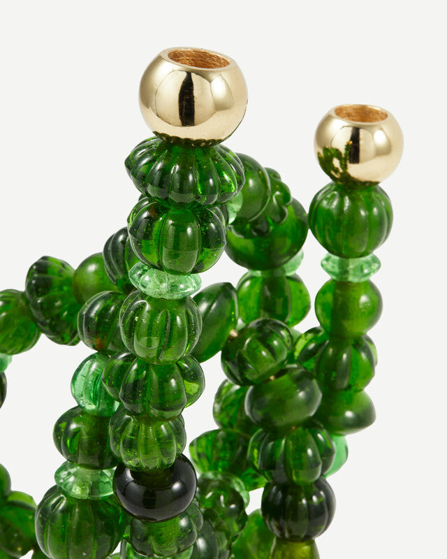 Beads Candle Holder - Dark green