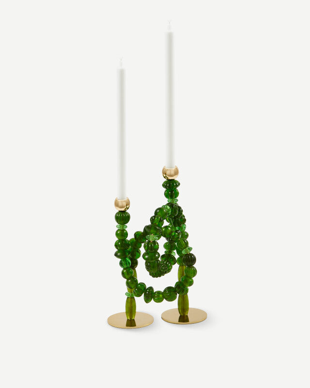 Beads Candle Holder - Dark green