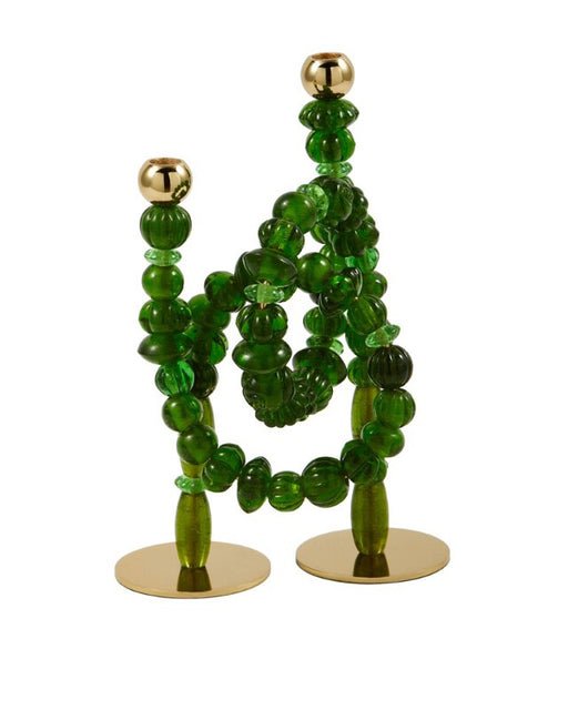 Beads Candle Holder - Dark green