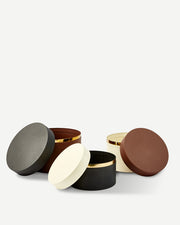 Round Metal Caps And Jars - Dark brown