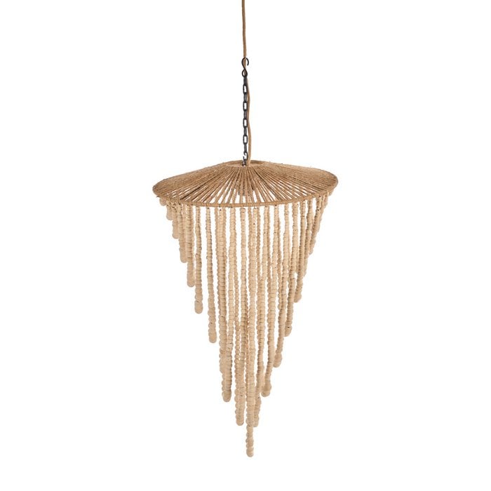 The Wooden Bead Chandelier - Natural - L