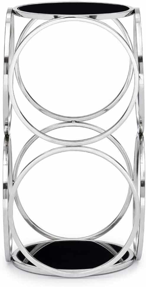 Side Table - Black Opaque Marble with Polished Stainless Steel Base