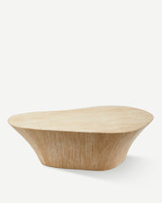 Oval Marble Look Coffee Table - L - Beige