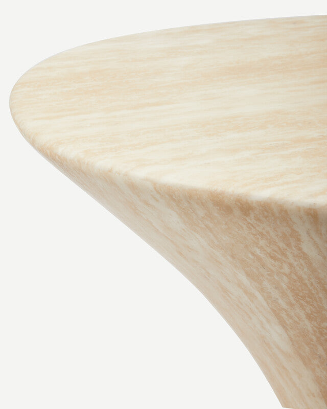 Oval Marble Look Coffee Table - L - Beige