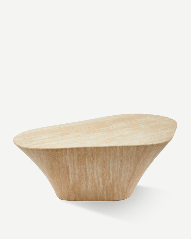Oval Marble Look Coffee Table - Beige