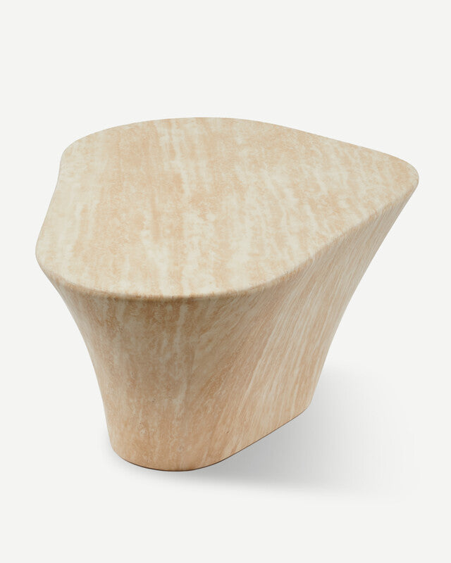 Oval Marble Look Coffee Table - Beige