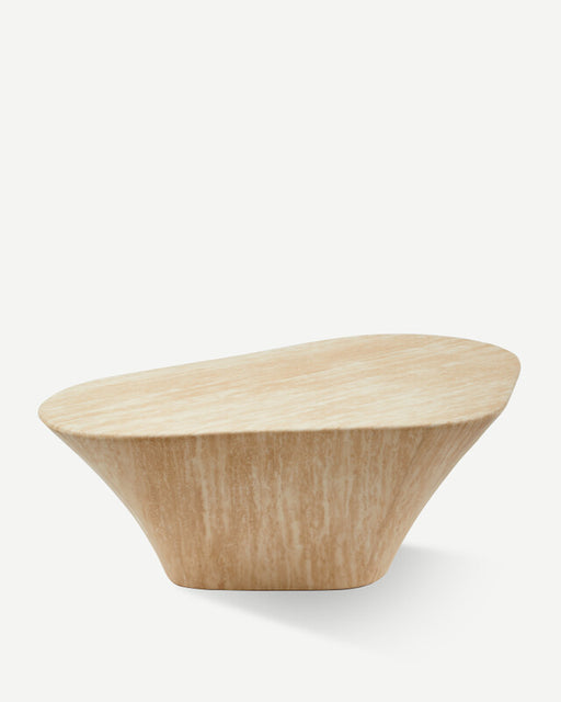 Oval Marble Look Coffee Table - Beige