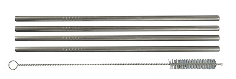 Stainless steel drinking straws set of 4 with cleaning brush