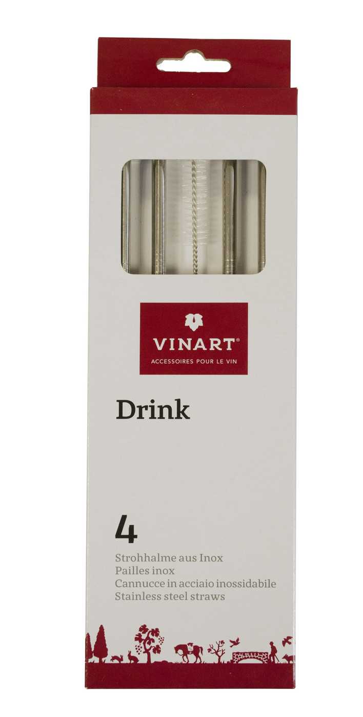 Stainless steel drinking straws set of 4 with cleaning brush