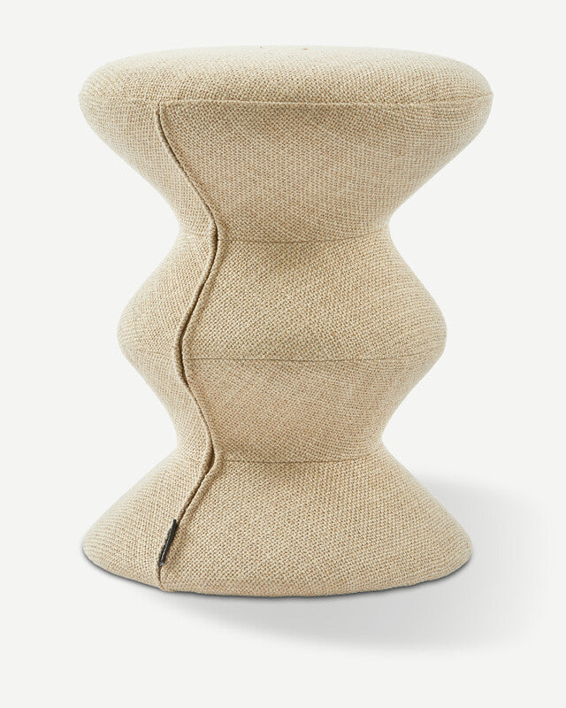 Smooth Fabric Soft Zig Zag Stool - Beige