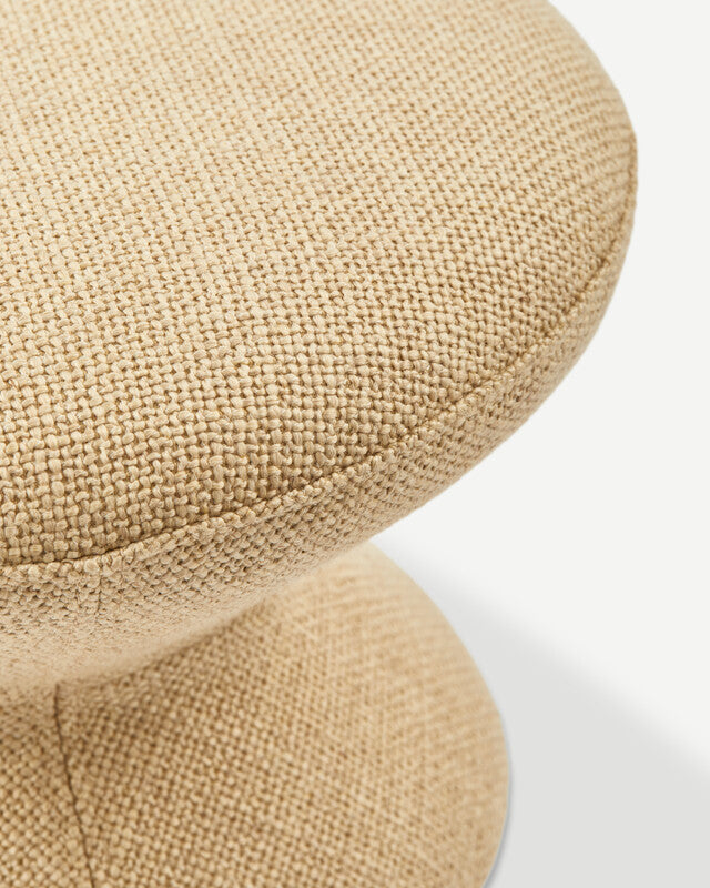 Smooth Fabric Soft Zig Zag Stool - Beige