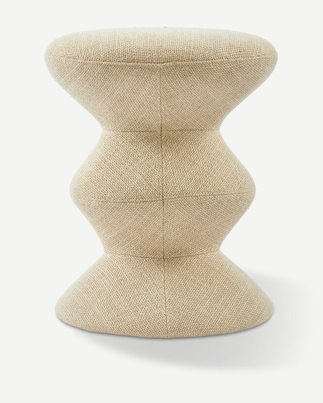 Smooth Fabric Soft Zig Zag Stool - Beige