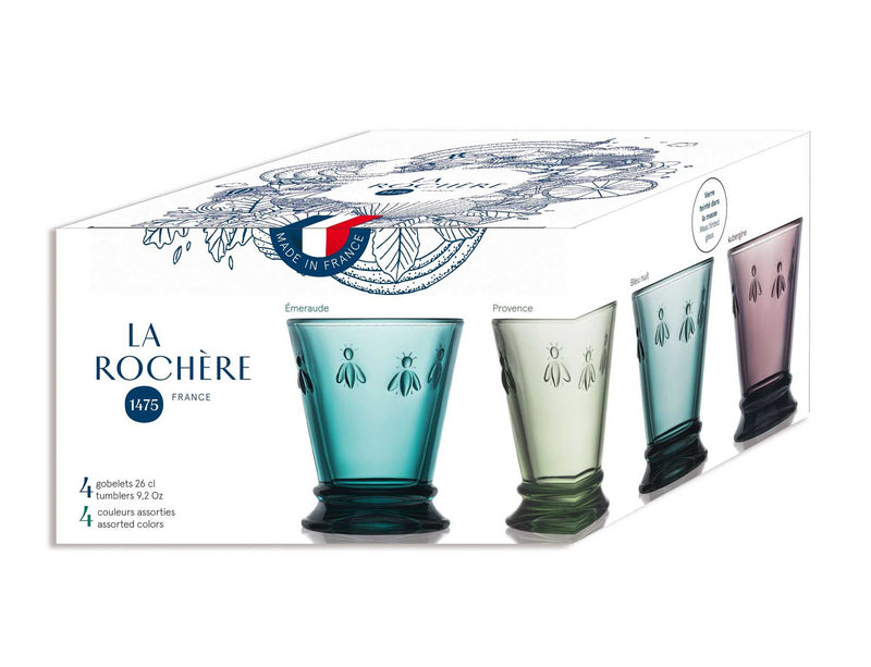 ABEILLE Set of 4 Colored Tumblers 26cl Glass