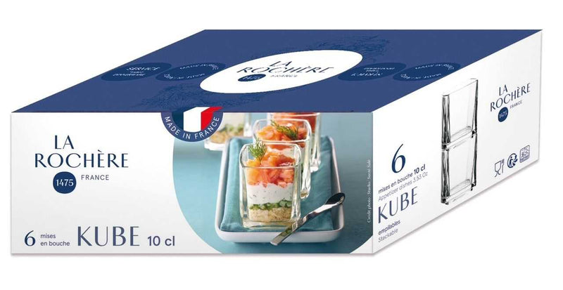 KUBE Set of 6 Appetizer Cups 10cl Glass