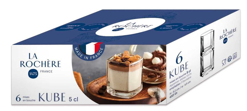 KUBE Set of 6 Appetizer Cups 5cl Glass
