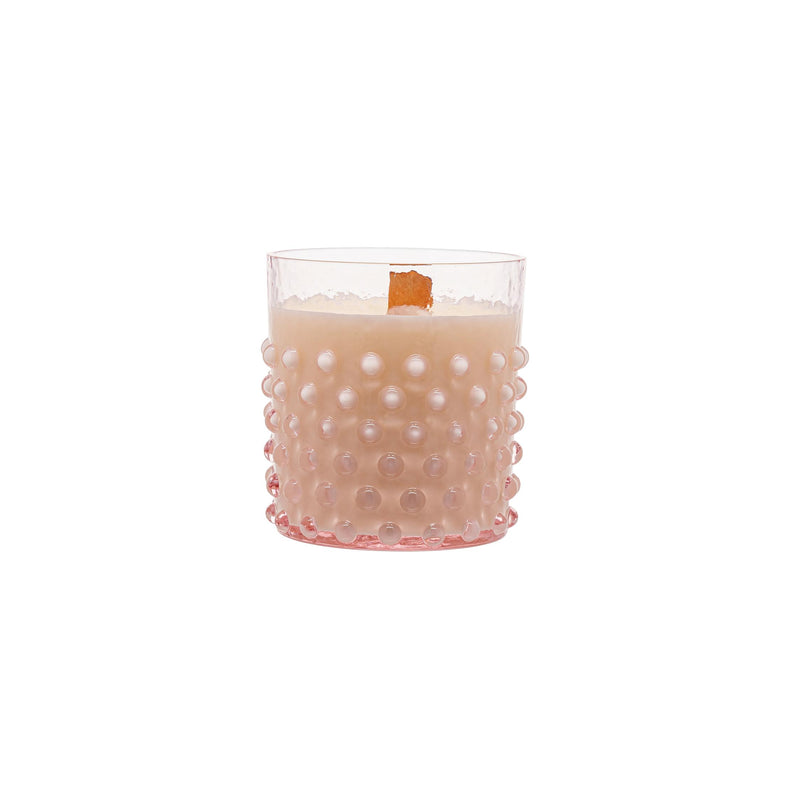 Hobnail Candle Rosa with Raspberry