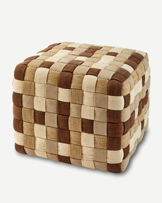 Braided Outdoor Pouf - M - Beige