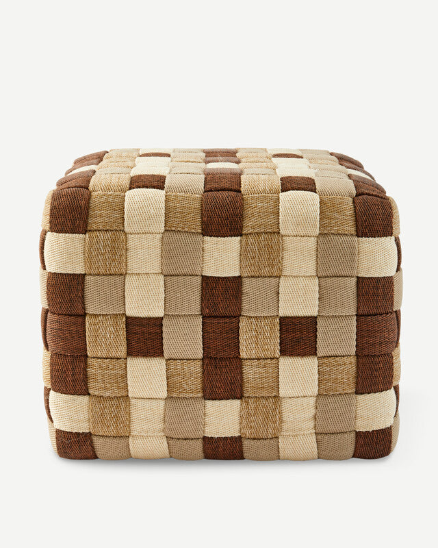Braided Outdoor Pouf - M - Beige