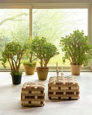 Braided Outdoor Pouf - M - Beige