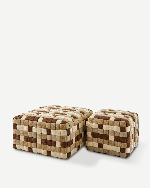 Braided Outdoor Pouf - L - Beige