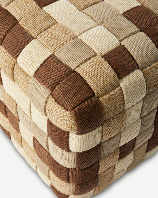 Braided Outdoor Pouf - L - Beige