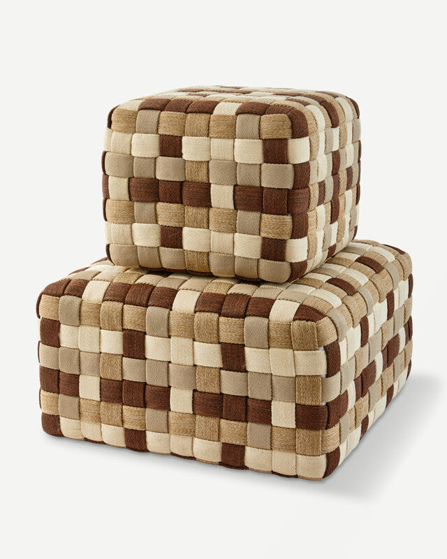 Braided Outdoor Pouf - L - Beige