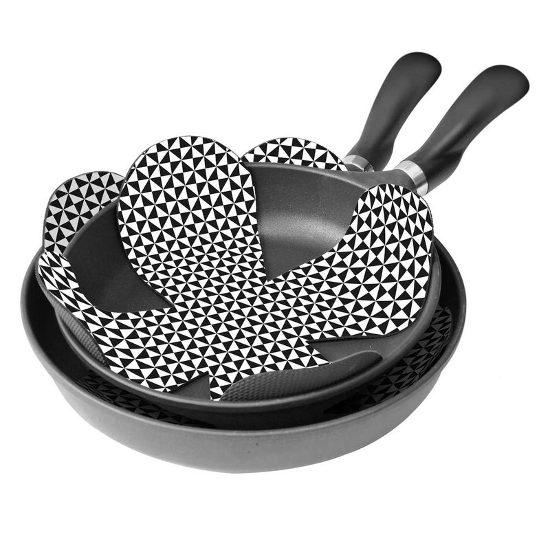 Lot de 2 protège-poêles en néoprène noir/blanc, 34 cm