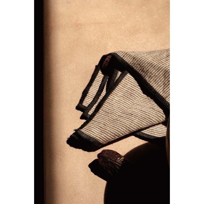 The Code Linen Napkin - Natural Black - 45x45