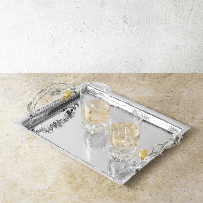 Pomegranate Silver & Gold Serving Tray