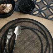 Abaca Underplate with Irregular Hoops - Black
