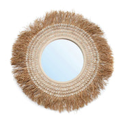 natural handcrafted mirror raffia and shell bazar bizar