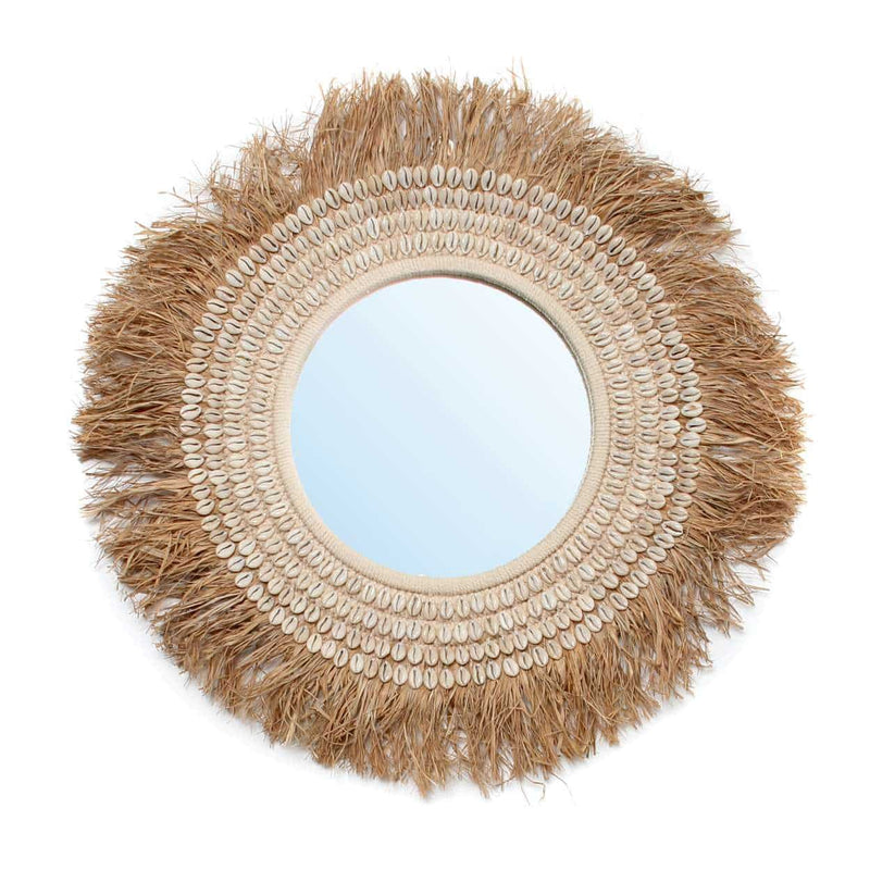 natural handcrafted mirror raffia and shell bazar bizar