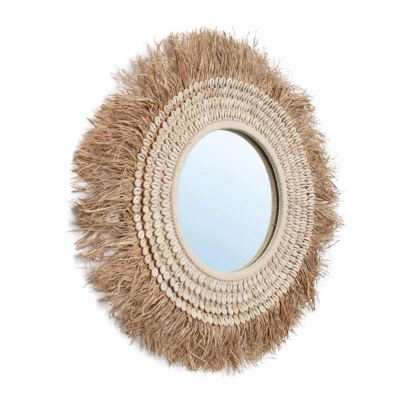 natural handcrafted mirror raffia and shell bazar bizar