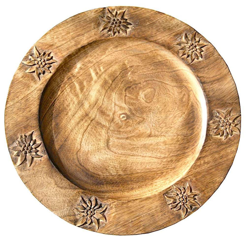 Round Wooden Edelweiss Charger Plate