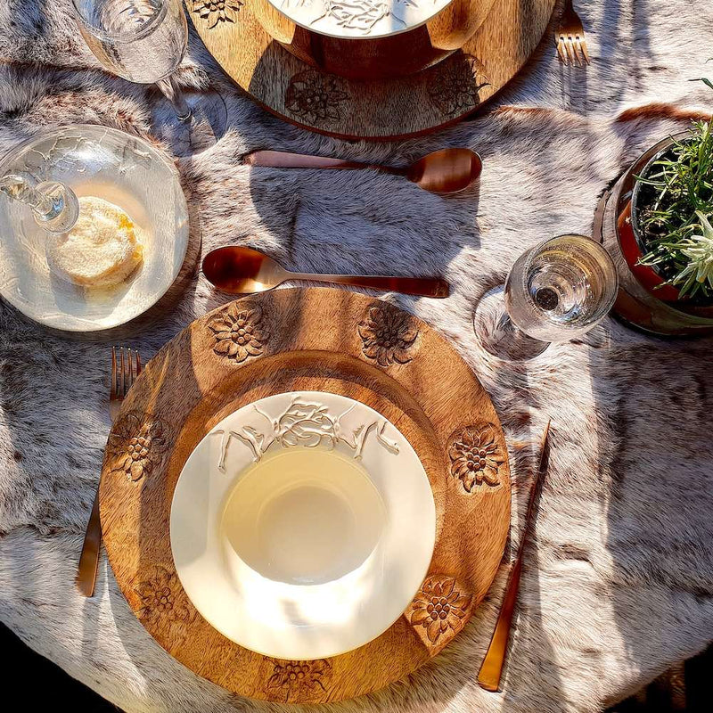 Round Wooden Edelweiss Charger Plate