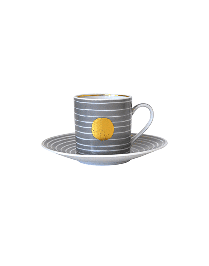 Aboro Coffee Cup & Saucer - Grey